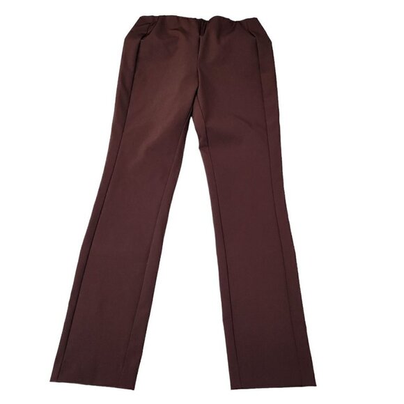 Theory Pants Womens‎ 6 Burgundy Navalene Skinny Stretch Zip Back Career Office - Picture 1 of 10